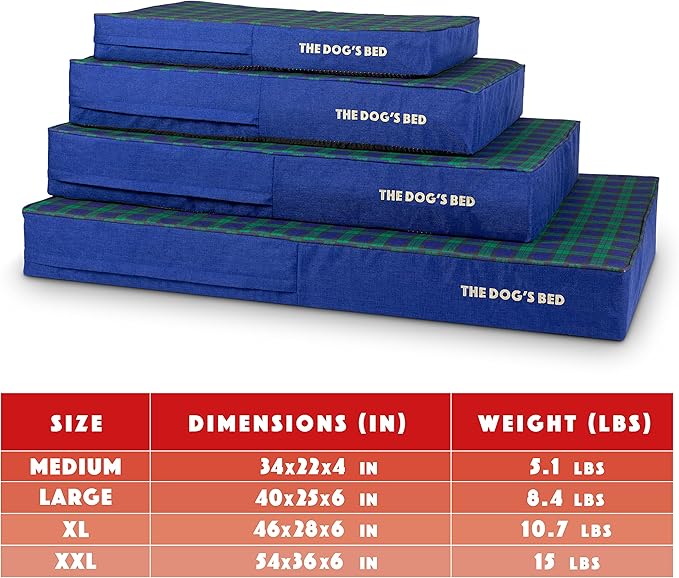 The Dog’s Bed Orthopedic Memory Foam Dog Bed, Medium Black Watch Tartan 34x22, Pain Relief Arthritis, Hip & Elbow Dysplasia, Post Surgery, Lameness, Supportive, Calming, Waterproof Washable Cover