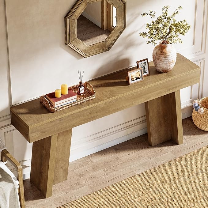 Tribesigns 70.9-Inch Long Console Table, Farmhouse Narrow Entryway Table Behind The Couch for Living Room, Hallway, Entrance, Foyer (Natural)