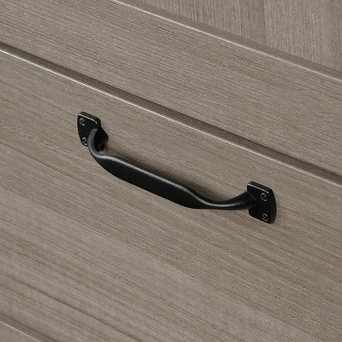 Sauder Select Multipurpose Bedroom Armoire Wardrobe Closet Pantry Storage Cabinet with Storage Drawers and Hanging Rail, in Silver Sycamore