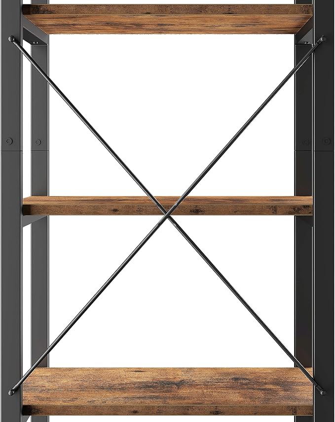 IRONCK Bookshelf 5-Tier Ladder Shelf 110 lbs or Shelf Vintage Industrial Style Bookcase for Home Decor, Office Decor