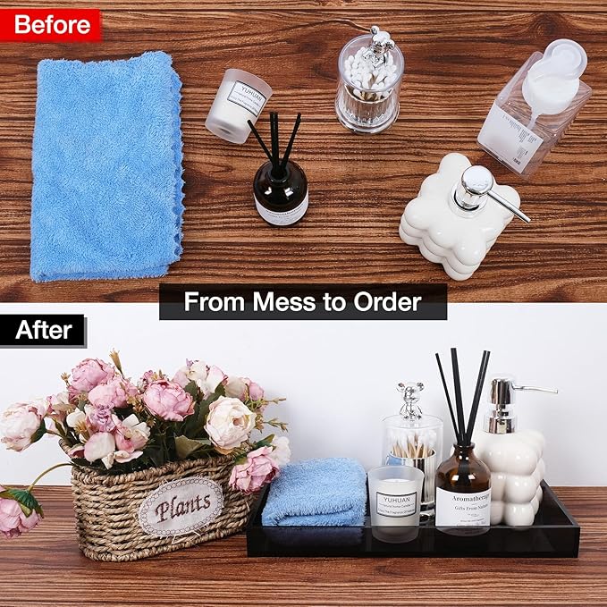 Acrylic Tray 5mm Thicken for Vanity Makeup, Perfume, Jewelry Holder, Napkin, Grey 12x6'' Decorative Serving Tray for Bathroom, Toilet Tank, Sink Countertop, Living Room,Dresser, Coffee Table,Wedding