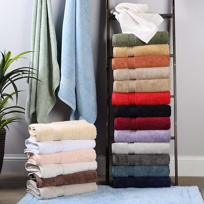 Superior Heritage Egyptian Cotton 3 Piece Towel Set, Assorted Absorbent Towels for Bathroom, Guest Bath, Luxury Home Decor Essentials, Includes 1 Bath, 1 Hand, 1 Face Towel/Washcloth, Ivory