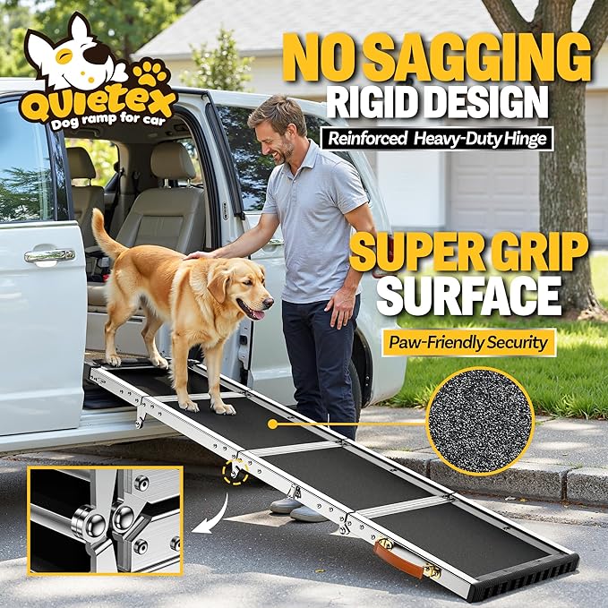 ππππ ππ©π π«ππππ Extra Long 71βDog Ramp for Car with Adjustable Head, Folding Pet Ramp for Large Dogs with Non-Slip Rug Surface, Dog Ramps Up to 330 lb for Car SUV Truck Bed Couch