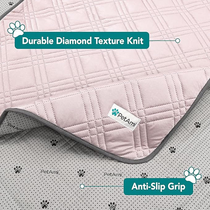 PetAmi Waterproof Cooling Mat for Dog, Premium Pet Cooling Blanket for Bed Crate, Anti Slip Indoor Dog Cool Pad for Sleeping, Q-MAX Large Sofa Couch Cover Mat for Cat, Pink, 60x80