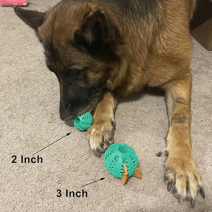 Jalousie Dog Puzzle Balls Cat Treat Dispensing Balls Non-Toxic Natural Rubber Pup Chew Toys for Puppy Pet Dog Teething Puzzle Playing Treat Dispenser Rope (Small 2 Pack Spike Ball)