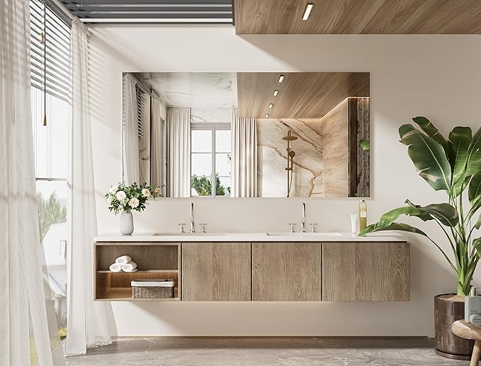 TETOTE 72" x 36" Frameless Mirror for Wall Oversized Rectangle Tempered Mirror, Suitable for Bathroom, Bedroom, Entryway, Hallway, Gym, Vertically/Horizontally