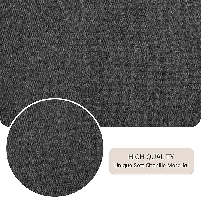 VKNOW Upholstered Dining Chairs Set of 6, Modern Dining Room Chairs, Linen Kitchen Chair Dinner Chair with Black Metal Base for Kitchen Office, Dark Grey-Unstriped