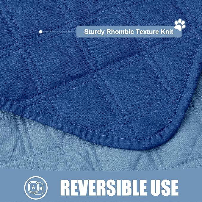 Smiry Waterproof Dog Blanket, Reversible Dog Bed Cover Pet Blanket, Soft Pet Couch Covers for Sofa Washable, Bed Couch Sofa Furniture Protector for Puppy Cat Kids (52"x82", Navy/Blue)