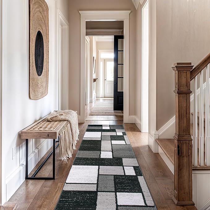 Rugshop Contemporary Modern Boxes Runner Rug 2' x 10' Gray