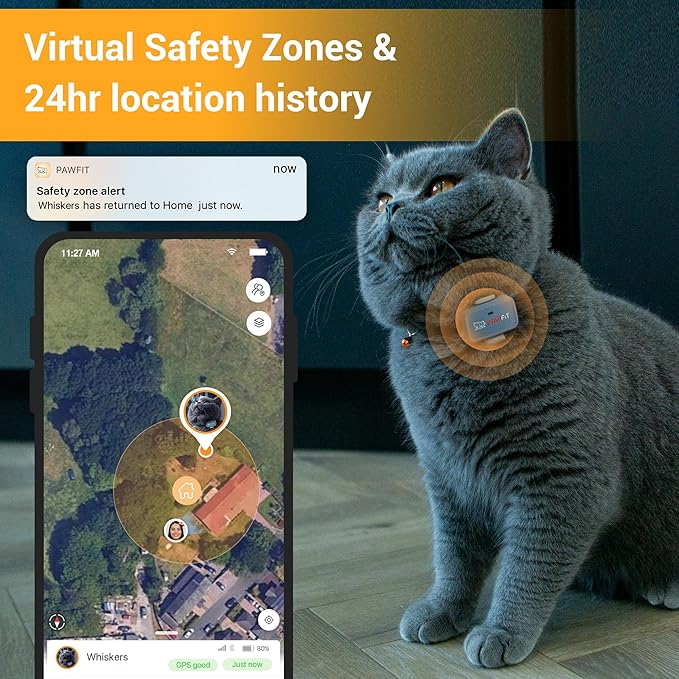 Lite for Cats 4g GPS Tracker | Real Time Tracking | Activity Monitoring |Location History | Unlimited Range | Safety Collar Included | Lilac Grey