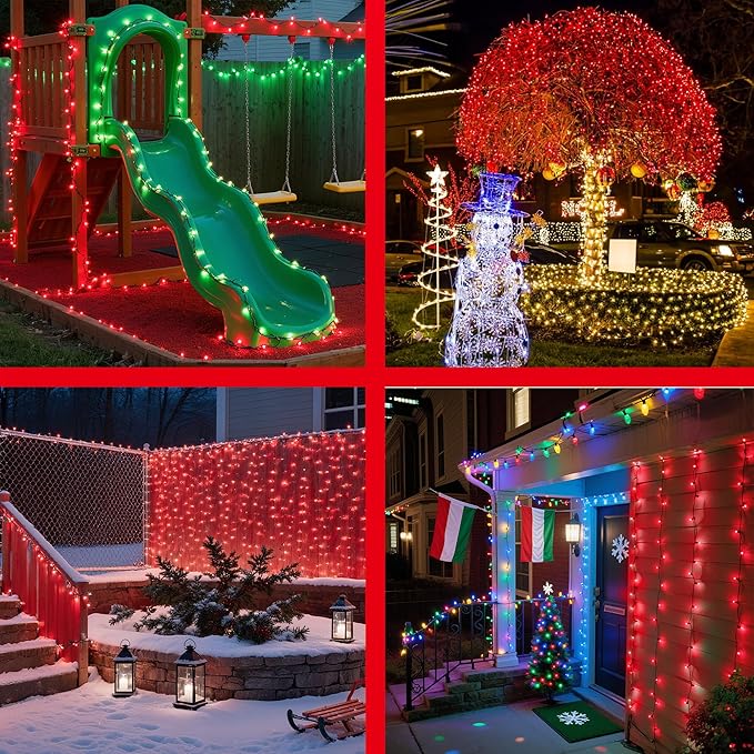470FT 1500LED Christmas Lights, 12 Modes Red Outdoor String Lights with Timer & Dimmable, Waterproof Green Wire Christmas String Lights for Indoor Tree Xmas Patio Fence Balcony Garden Party Decor