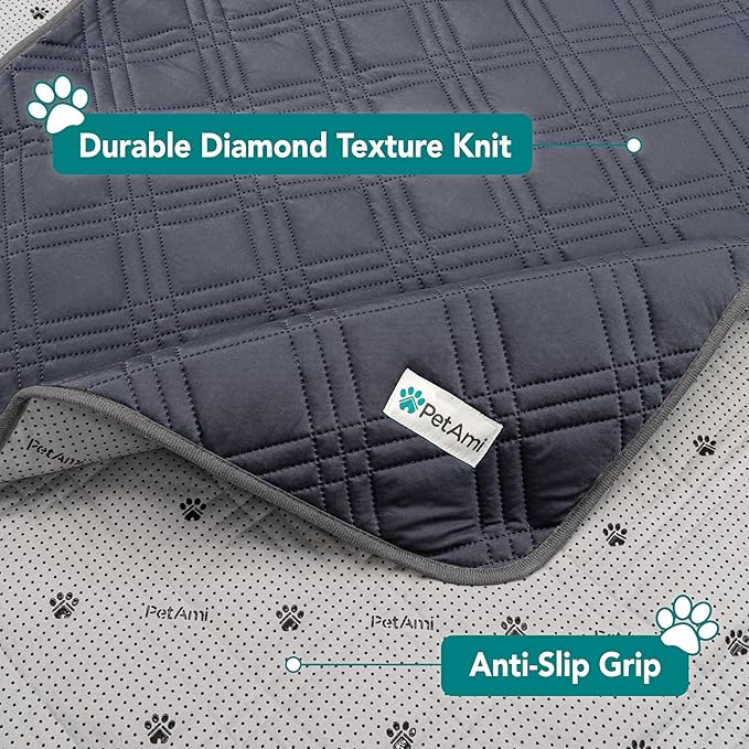 PetAmi Waterproof Cooling Mat for Dog, Premium Pet Cooling Blanket for Bed Crate, Anti Slip Indoor Dog Cool Pad for Sleeping, Q-MAX Large Sofa Couch Cover Mat for Cat, Grey, 40x60