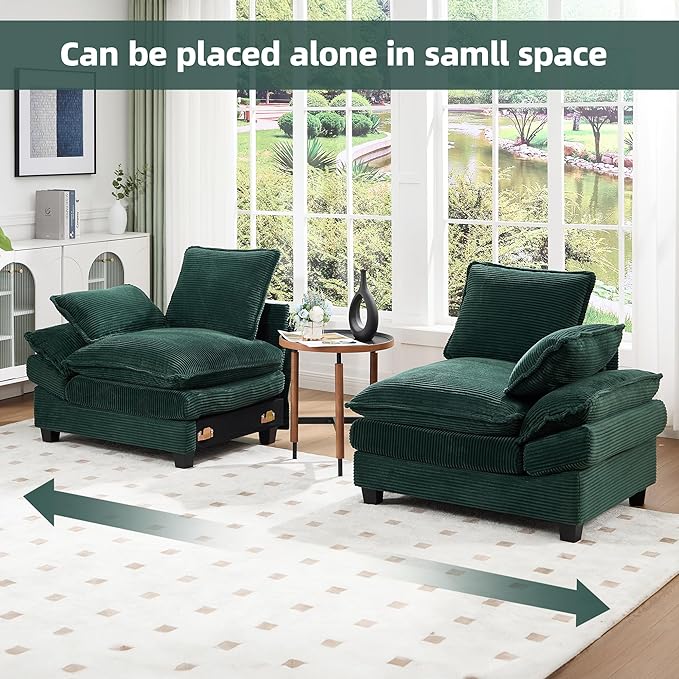 83" Loveseat Sofa, Cloud Couches for Living Room, Comfy Corduroy Couch with Deep Seat, Love Seat Couches for Bedroom, Apartment and Office, Easy Assemble for Small Space (Green)