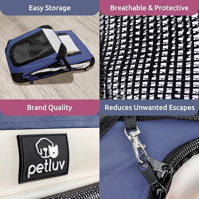 Large Cat Carrier & Dog Carrier for 2 Cats or Medium Dog. Soft Sided Pet Carrier for Travel. Collapsible, Portable with Soft Bed, Top & Side Loading, Locking Zippers, Puppy Crate & Kennel