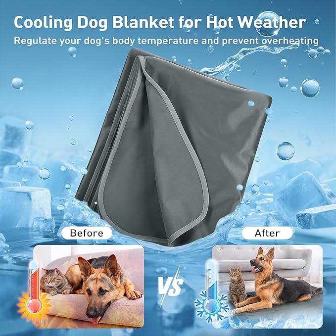 Kritter Planet Waterproof Cooling Dog Mat, Soft Cooling Pad for Dog, Lightweight Cooling Outdoor Mat, Reversible Furniture Cover Couch Sofa Bed, 30 x 50 inch, Grey