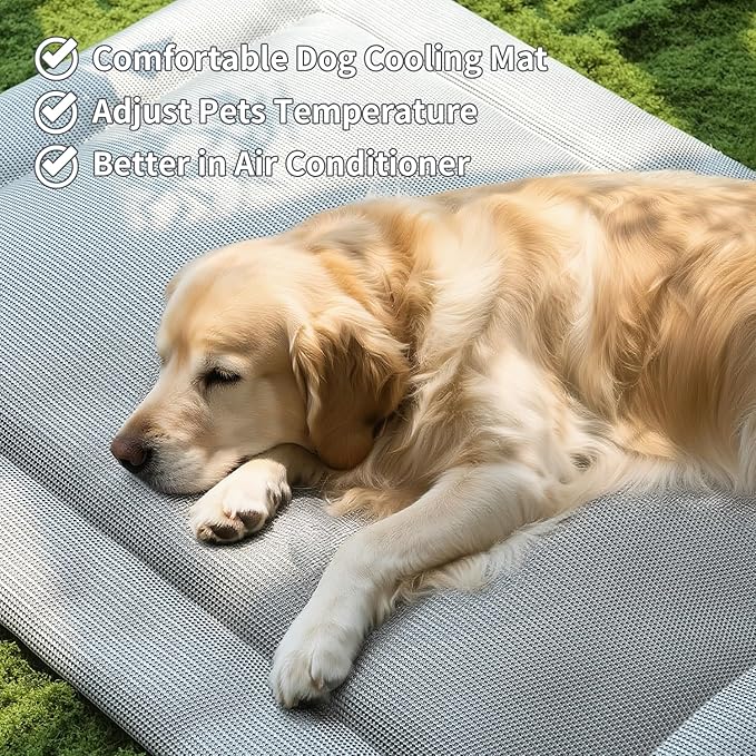 Cooling Mat for Dogs Washable Puppy Sleeping Mat Anti-Slip Durable Dog Crate Pad Comfortable Breathable Skin Friendly Outdoor Mattress Grey (42×28×1.2 inches)