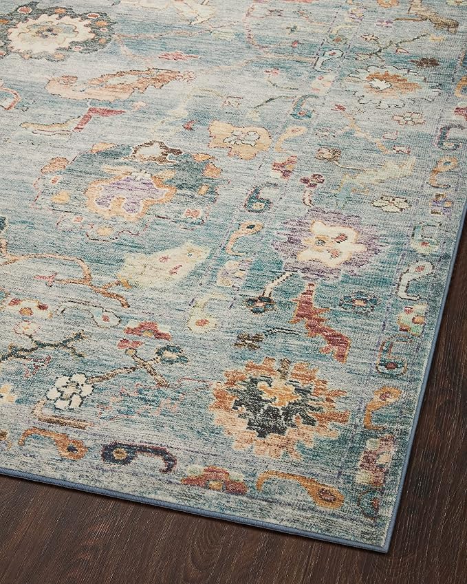 Loloi Margot Collection MAT-06 Denim/Multi 2'-6" x 11'-6" Runner Rug feat. CloudPile, No-Shed Easy Clean Large Patterned Area Rug for Living Room, Bedroom, Dining Area