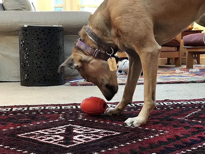 SodaPup MuttsKickButt Football – Durable Dog Treat Dispenser & Chew Toy Made in USA from Non-Toxic, Pet Safe, Food Safe Natural Rubber for Mental Stimulation, Problem Chewing, Calming Nerves & More