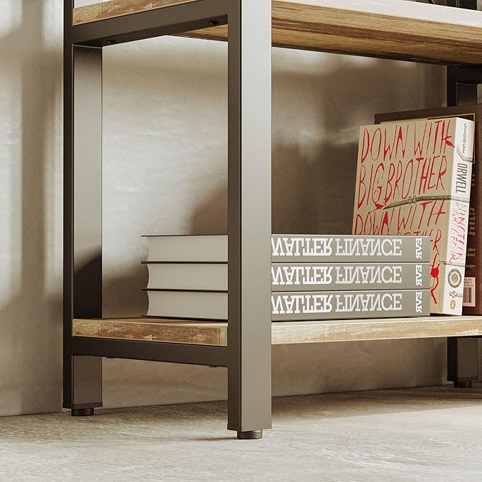 IRONCK Bookshelf 6-Tier Ladder Shelf 110 lbs or Shelf Display Shelf Vintage Industrial Style Bookcase for Home Office, Living Room