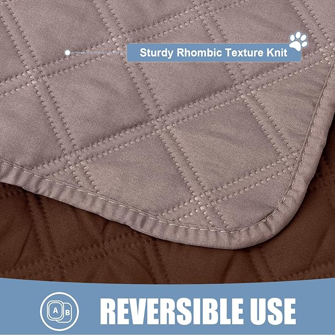 Smiry Waterproof Dog Blanket, Reversible Dog Bed Cover Pet Blanket, Soft Pet Couch Covers for Sofa Washable, Bed Couch Sofa Furniture Protector for Puppy Cat Kids (52"x82", Greyish Brown/Brown)