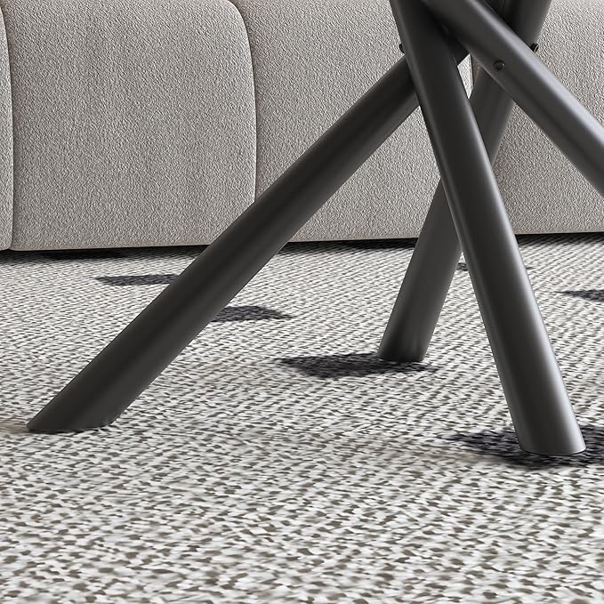 White Marble Coffee Table,Rectangle Modern Table with Sintered Stone Top and Black Metal Legs, 40 Inch Center Table for Living Room Apartment