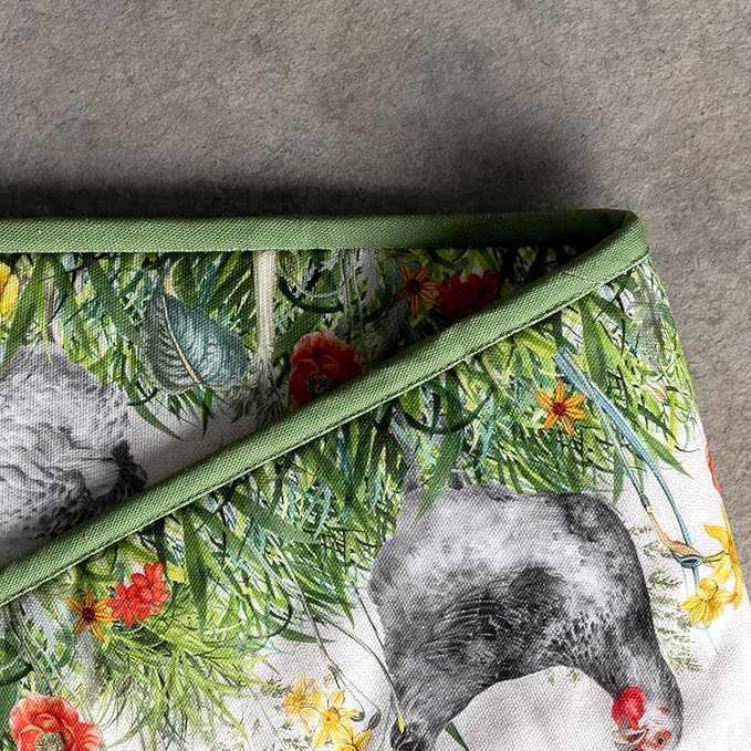 Maison d' Hermine Double Oven Mitts 100% Cotton 7"x35" Double Oven Mitt Heat Resistant BBQ Cooking Gloves with Loop, Baking, Grilling, Home, Kitchen, Handling Hot Pans Spring Summer (Basse Cour)