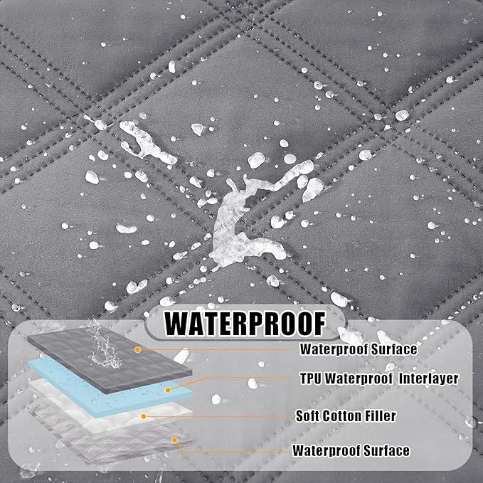 Smiry Waterproof Dog Bed Cover Blanket 82x102, Soft Reversible Pet Blanket, Washable Leakproof Cats Dogs Couch Cover for Sofa, Couch, Furniture, Grey/Light Grey