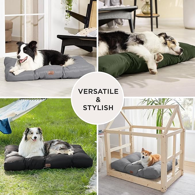 Bedsure Dog Beds Large Sized Dogs - Washable Pet Bed Mattress with Oxford Fabric, Pet Pillow Cushion for Crate, Grey Dog Mat Outdoor, 36x27x4, Grey