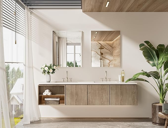 TETOTE Frameless Mirror 24" x 30" Frameless Bathroom Mirror for Over Sink with Tempered Glass, Suitable for Bedroom, Entryway, Hallway, Gym, Vertically/Horizontally