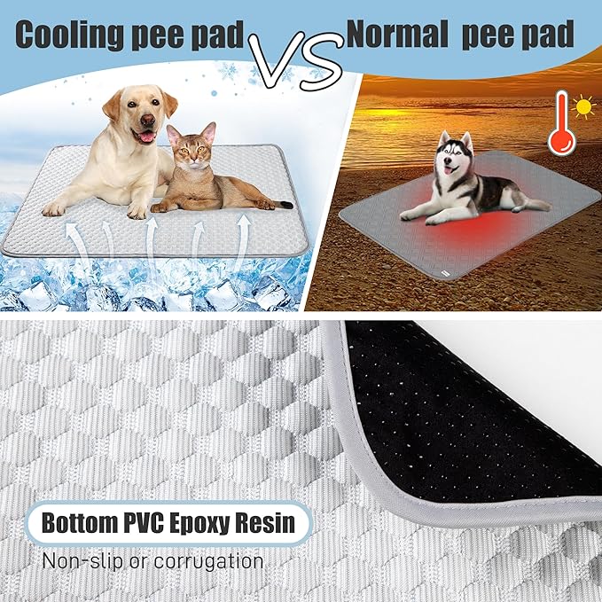 Leekalos Dog Cooling Mat,Pet Cooling Pads for Dogs Blanket,Summer Cooling Bed for Cats Blanket,Portable Pet Cooling Cushion for Home & Outdoor,Keep Cooling for Pets (New Grey, Medium(29"x40"))