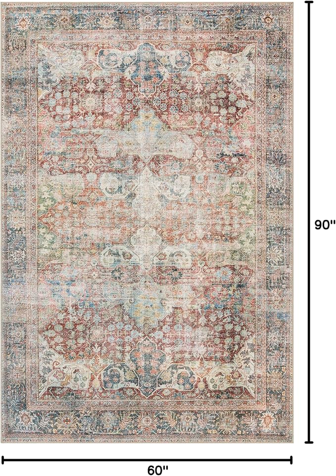 Loloi Loren Collection LQ-14 Brick/Multi 5'-0" x 7'-6" Area Rug