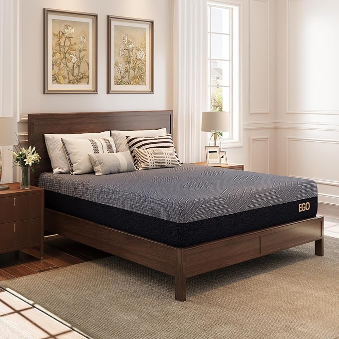 MLILY EGOHOME 10 Inch Full Mattress, Copper Gel Cooling Memory Foam Mattress for Back Pain Relief,Therapeutic Double Mattress Bed in a Box, Made in USA, CertiPUR-US Certified, 54x75x10 Black