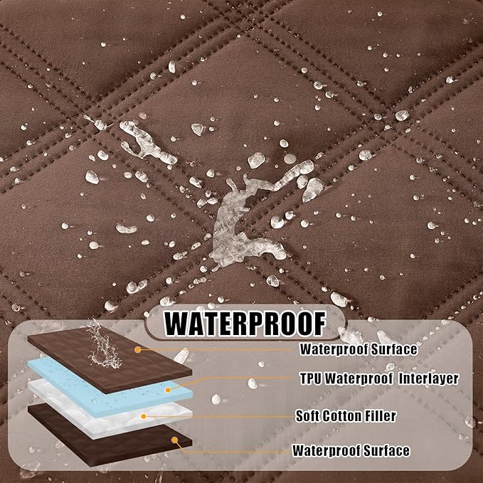 Smiry Waterproof Dog Bed Cover Blanket 82x82, Soft Reversible Pet Blanket, Washable Leakproof Cats Dogs Couch Cover for Sofa, Couch, Furniture, Brown/Chocolate