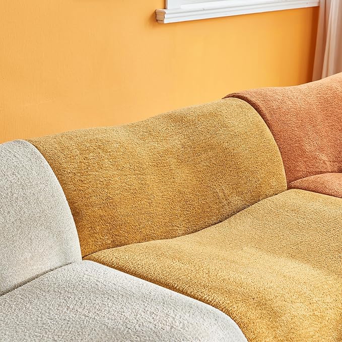 Modular Sectional Sofa, Freely Configurable Modular Design, Comfy Raindrop Velvet Fabric U Shaped Couch, Soft Upholstery L Shaped Couch Stylish Color-Block Versatile for Living Room & Lounge