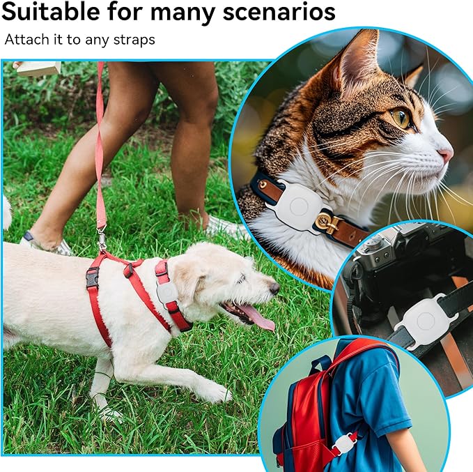 DDJ 2-Pack Dog Collar Holder for Tile Life360 Mate (2024) 2022 Tracker, Waterproof Silicone Cover Full-Body Protective Case for Tile Mate Tracker Cat Collar, Ultra Durable, Scratch Resistant, White