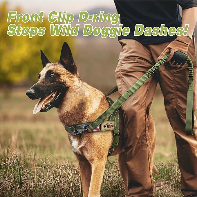 Forestpaw No Pull Dog Harness with Flannel Lining, Reflective Escape Proof Vest for Large Dogs, Quick Release Comfortable for Walking Training (Includes Patches),Green XL