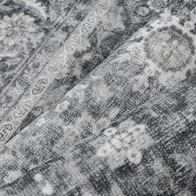 Blue 5x7 Area Rug Non Slip Vintage Living Room Distressed Machine Washable Carpet Retro Indoor Bedroom Floral Traditional Accent Throw Rug for Office Kitchen Dorm Dining Room