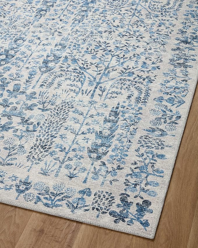 Loloi Rifle Paper Co. Maison Collection MAO-07 Blue 3'-9" x 5'-6", .19" Pile Height, Accent Rug