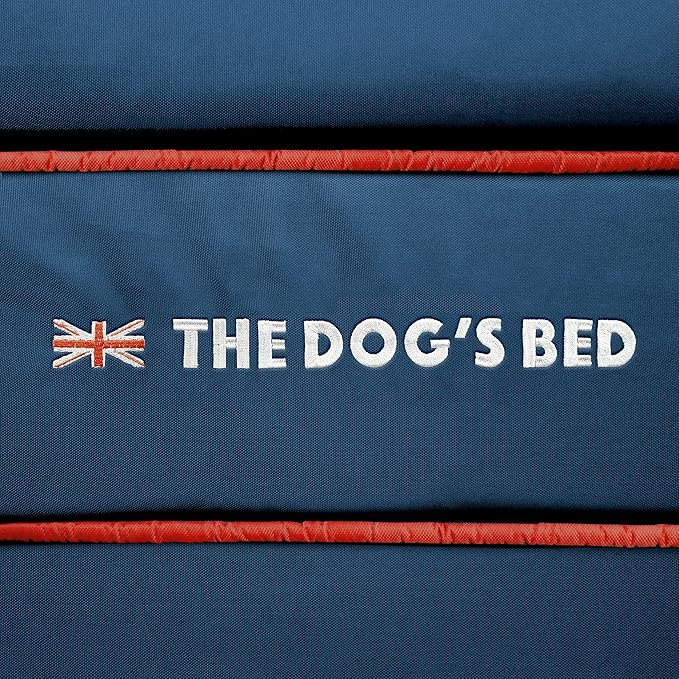 The Dog's Bed Replacement Outer Cover ONLY (Outer Cover ONLY - NO Bed, NO Waterproof Inner) for The Dog's Bed, Washable Oxford Fabric, Extra Large (Blue with Red Piping UK Embroidery Flag)