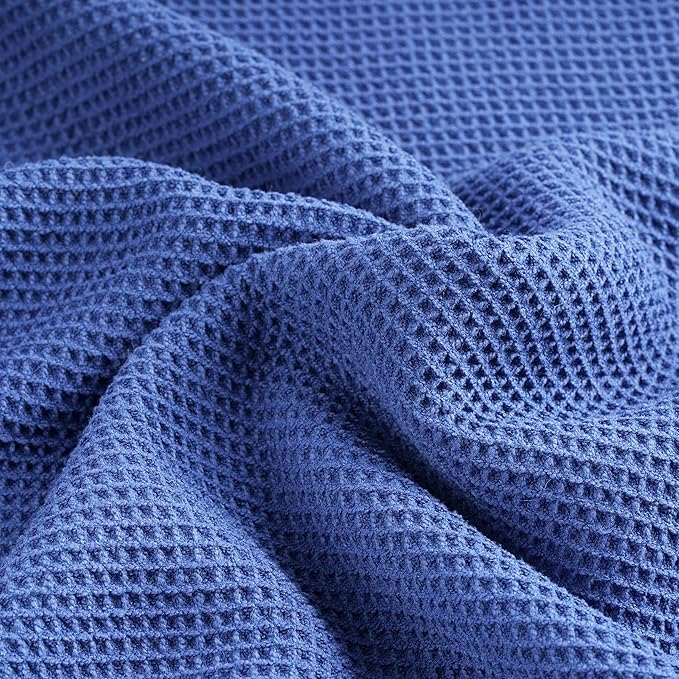 POLYTE 380 GSM Microfiber Oversize Quick Dry Lint Free Waffle Bath Towel for Body, 60 x 30 in, Set of 2