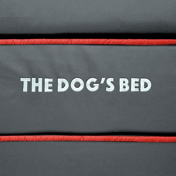 The Dog’s Bed Orthopedic Memory Foam Dog Bed, XXXL Grey/Red 64x44, Pain Relief for Arthritis, Hip & Elbow Dysplasia, Post Surgery, Lameness, Supportive, Calming, Waterproof Washable Cover