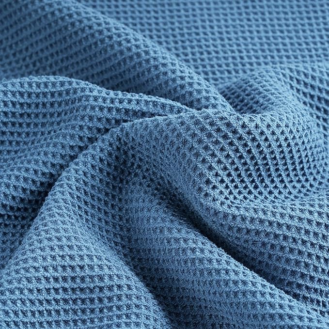 POLYTE 380 GSM Microfiber Oversize Quick Dry Lint Free Waffle Bath Towel for Body, 60 x 30 in, Set of 2