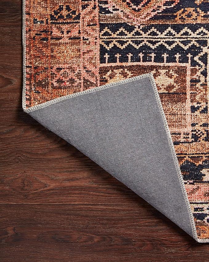 Loloi Layla Collection LAY-14 Mocha/Blush 2'-0" x 5'-0" .13" Thick Accent Rug, Soft, Durable, Vintage Inspired, Distressed, Low Pile, Non-Shedding, Easy Clean, Printed, Living Room Rug