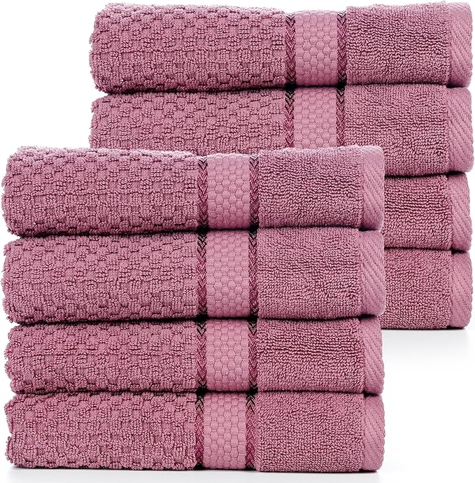 Ample Decor 100% Cotton Grape Purple Hand Towel for Kitchen Set of 8, Absorbent Premium Quality, for Bathroom, Hotel, Spa, Gym, Kitchen - 18 X 28 Inch