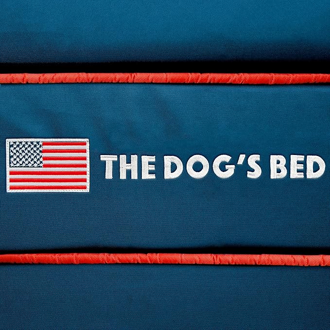 The Dog's Bed Replacement Outer Cover ONLY (Outer Cover ONLY - NO Bed, NO Waterproof Inner) for The Dog's Bed, Washable Oxford Fabric, Extra Large (Blue with Red Piping USA Embroidery Flag)
