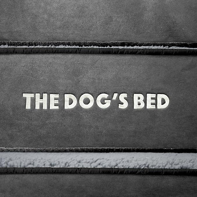 The Dog’s Bed Orthopedic Memory Foam Dog Bed, Large Grey Plush 40x25x4, Pain Relief for Arthritis, Hip & Elbow Dysplasia, Post Surgery, Lameness, Supportive, Calming, Waterproof Washable Cover