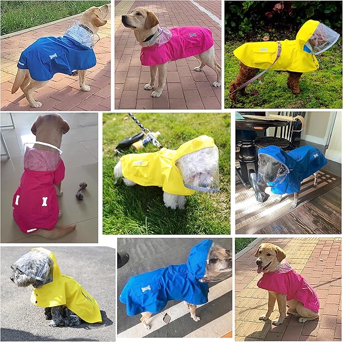 Waterproof Dog Raincoat, Adjustable Reflective Lightweight Pet Rain Clothes with Poncho Hood(X-Large,Light Green)