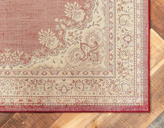Unique Loom Reza Collection Traditional Persian Style Area Rug, 8 x 10 ft, Burgundy/Ivory