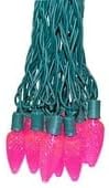 Novelty Lights 25 Feet 25 Light C9 Diamond Faceted LED String Lights, Pink, Pre-Lamped Holiday Lights on Green Wire, UL Listed Indoor/Outdoor, Connectable End-to-End