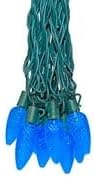 Novelty Lights 25 Feet 25 Light C9 Diamond Faceted LED String Lights, Blue, Pre-Lamped Holiday Lights on Green Wire, UL Listed Indoor/Outdoor, Connectable End-to-End